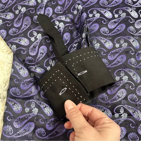 FERRECCI Men’s Satine Hi-1013 Purple & Black Flower Button Down Dress Sh… - Picture 7 of 12